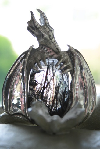 Black Tourmalinated Quartz Dragon Pendant